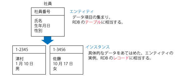 エンティティとインスタンスの関係